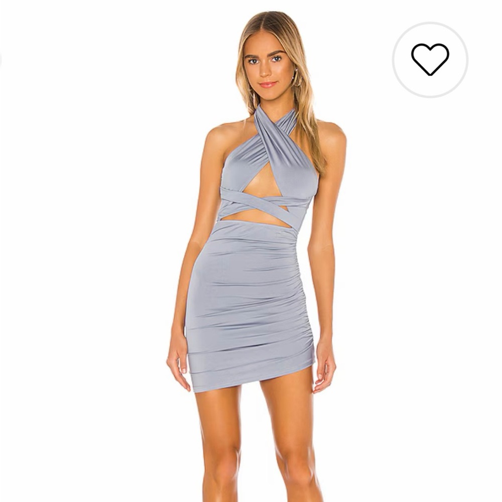 Superdown Blue/Gray Crisscross Cutout Mini Dress